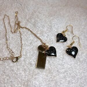 Deep Blue Good-color 19” Heart necklace & earrings set.